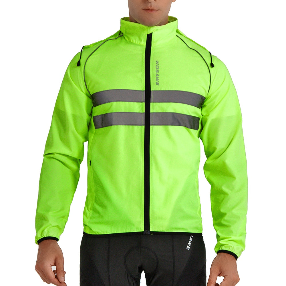 WOSAWE Windproof Cycling Jackets Hooded Men Riding Waterproof Cycle Clothing Bike Long Sleeve Jerseys Reflective Vest Wind Coat